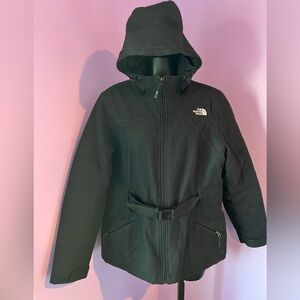 Hooded Charcoal Wool North Face Coat